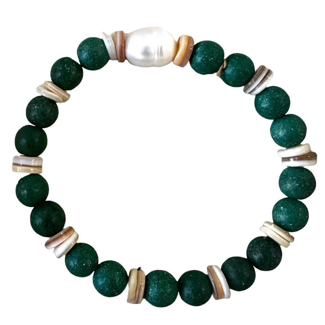 PEARL + HOWILITE BRACELET by DAISY LOURDES BIJOUX