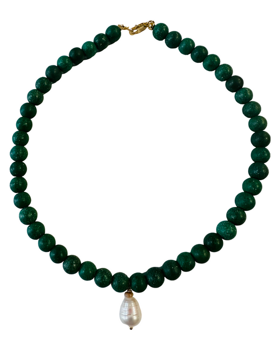 PEARL DROP AND HOWILITE NECKLACE by DAISY LOURDES BIJOUX