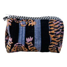 Load image into Gallery viewer, TIGER BLACK AND MAUVE STRIPE zip pouch MEDIUM