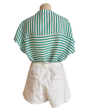 Load image into Gallery viewer, ATLANTIC BLOUSE green stripe