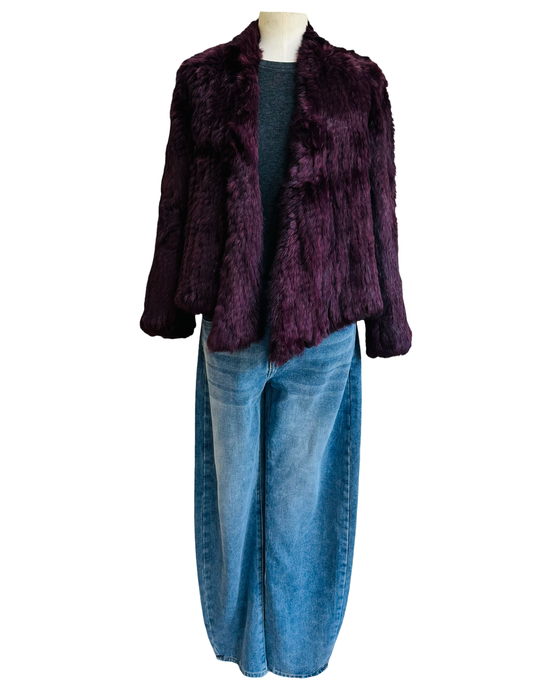 RABBIT FUR COAT burgundy
