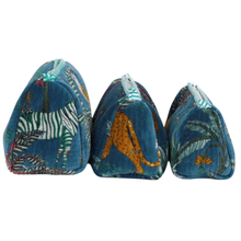 Load image into Gallery viewer, TEAL BLUE PANTHER zip pouch LARGE