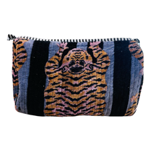 Load image into Gallery viewer, TIGER BLACK AND MAUVE STRIPE zip pouch SMALL