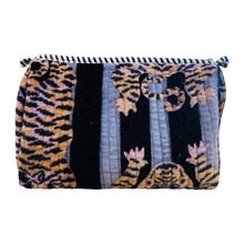 Load image into Gallery viewer, TIGER BLACK AND MAUVE STRIPE zip pouch LARGE