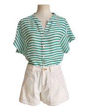 Load image into Gallery viewer, ATLANTIC BLOUSE green stripe