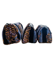 Load image into Gallery viewer, TIGER BLACK AND MAUVE STRIPE zip pouch LARGE