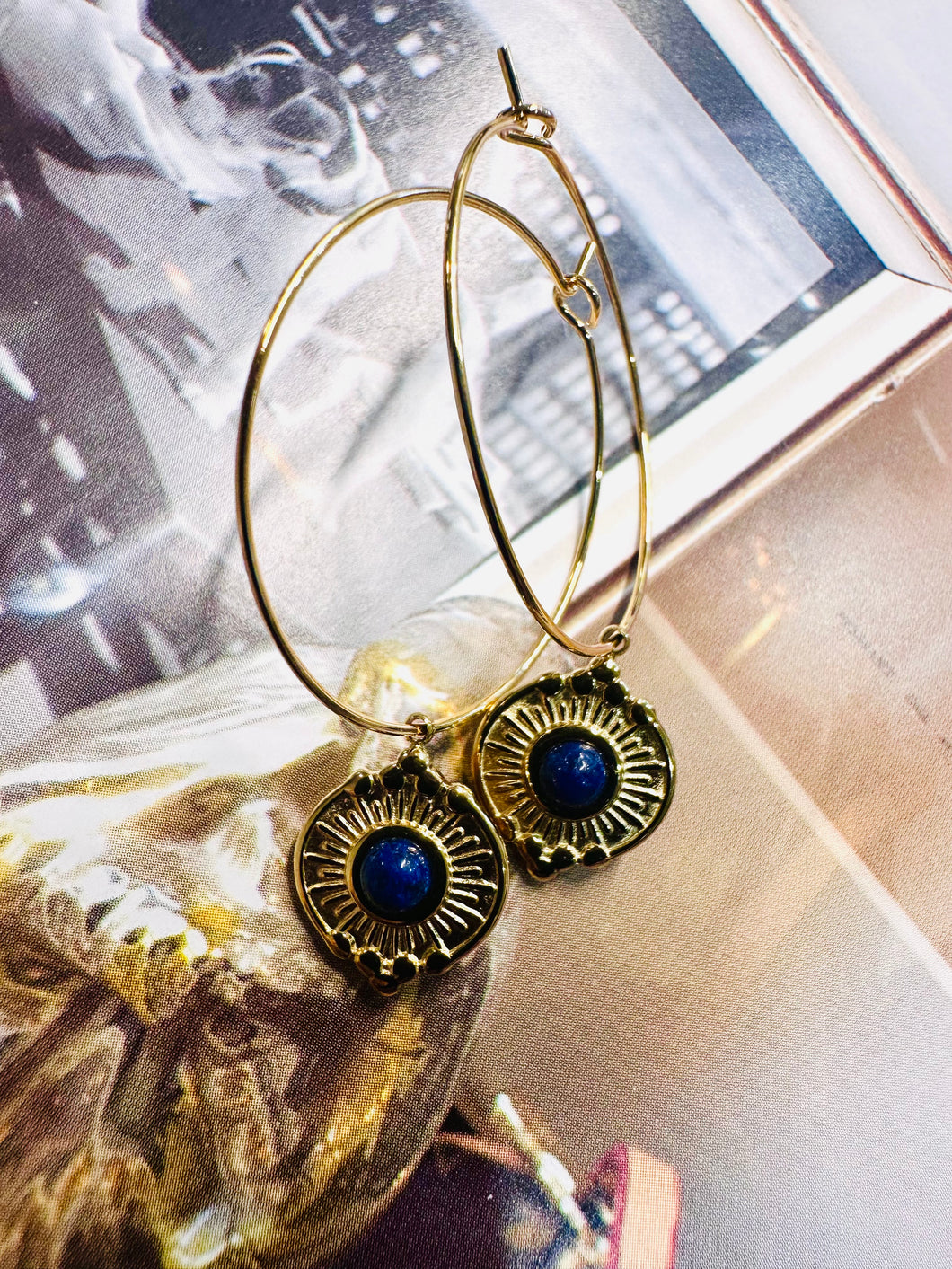 SUN TEMPLE HOOPS by DAISY LOURDES BIJOUX