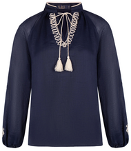 Load image into Gallery viewer, SHAKESPEARE BLOUSE navy
