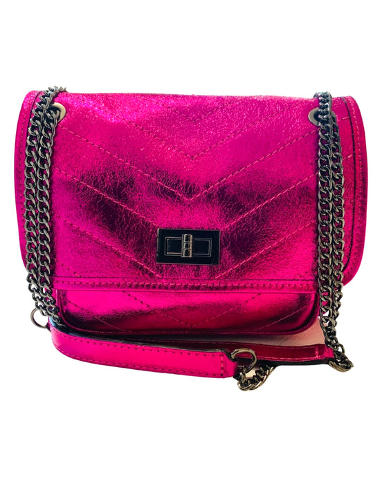 THE SASKIA BAG metallic fuschia