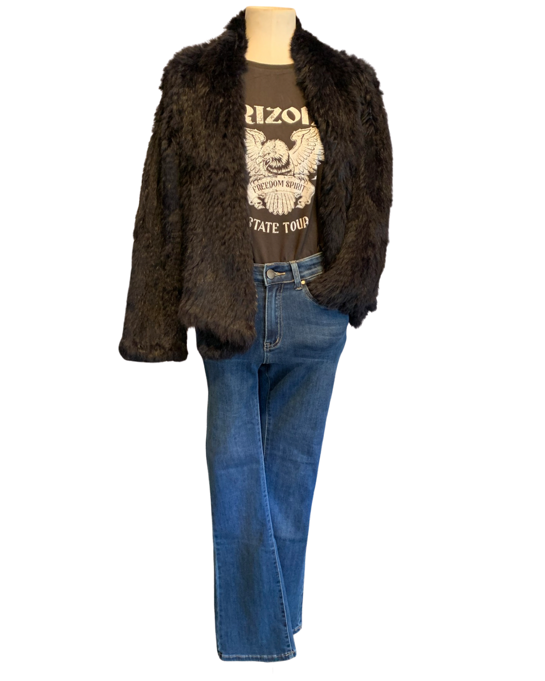 RABBIT FUR COAT ink midnight blue